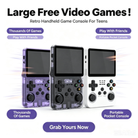 Konsol Game Klasik Portabel Nirkabel Layar Warna 3,5 Inci R36S dengan Game Arcade Retro Gratis dan Joystick Ganda 3D