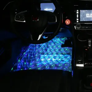 Luces LED nocturnas de estrellas para coche, luces decorativas USB ambientales interiores RGB para coche, Control remoto inalámbrico de música, luz de pie para coche