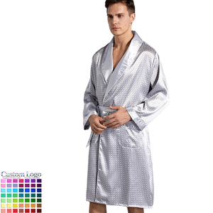 Kimono in Raso da <span class=keywords><strong>Uomo</strong></span>, Vestaglia a Maniche Lunghe Leggera in Seta, <span class=keywords><strong>Pigiama</strong></span>, Abbigliamento da Notte e da Casa, Ingrosso Personalizzato OEM ODM - Product Image 1