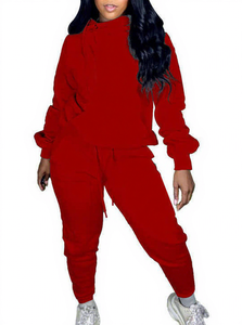 <b>Women</b> Plus Size Solid Color Hooded Tracksuit Set Casual Full Length Sweatshirt <b>Pants</b> With Drawstring And Side Pockets Autumn - Product Image 2
