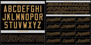 Op maat gemaakt zwart oud goud klassiek stijl authentiek honkbalshirt - Product Image 3