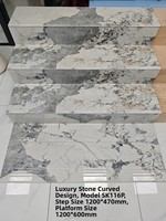 Carreaux de porcelaine pour escaliers, blanc, gris, motif marbre doré, brillants, rectangulaires, pour intérieur, villa, hôtel, OEM, ODM