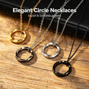 Colar com Pingente de Anel Mobius em Aço Inoxidável Banhado a Ouro 18K, Colares Circulares Minimalistas, Joias Masculinas à Prova d'Água, Presente de Moda - Product Image 1