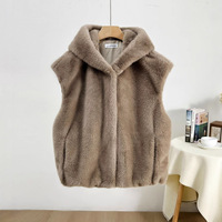 Nouvelle Collection Printemps – Gilet Court Femme Vintage à Capuche en Fausse Fourrure, Boutonnage Simple avec Boucle – Vente en Gros, Tendance et Polyvalent