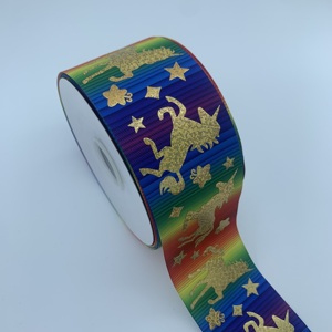 Cinta de grogrén con estampado de lámina dorada con temática de <span class=keywords><strong>unicornio</strong></span>, cinta degradada en colores pastel arcoíris para envolver regalos, lazos para el cabello y manualidades infantiles - Product Image 3