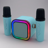 Mini microphone audio portable pour la famille Karaoké chantant à la maison Haut-parleur portable avec deux micros