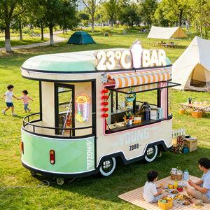 Hygienic Stainless Steel Food <b>Trailer</b> Mobile Ice Cream Bubble Tea Vending Cart - Product Image 1