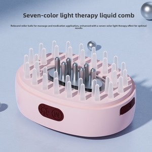 7-kleuren lichttherapie hoofdmassageborstel elektrische vibrerende rollerbal serum applicator draagbare haargroeiverzorging - Product Image 3