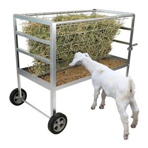 Mangeoire à bétail en acier galvanisé personnalisée avec roues 2 en 1 Mangeoire à foin et à <span class=keywords><strong>grain</strong></span>/sel <span class=keywords><strong>Chariot</strong></span> d'alimentation pour moutons à usage intensif - Product Image 2