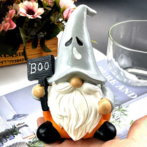 Figurine en résine de gnome fantôme d'Halloween, en forme de citrouille, décoration intérieure et extérieure, gris clair, noir, bleu, non toxique - Product Image 4