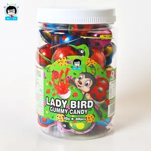 Wholesale OEM Order Creative Gummy Candy Ladybird Shape Filled Jam Soft Candy Gummy For Kids