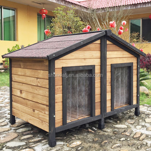 บ้านสุนัขไม้ SDD012 กันน้ำ สำหรับกลางแจ้ง มี 2 ประตู สำหรับสุนัขพันธุ์ใหญ่ ใช้ได้ทุกฤดู - Product Image 2