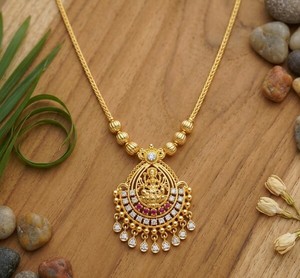 DIVYORO Traditional Lakshmi Motif Gold Haram Gold Plated Fashion Jewelry for Women Bridal Party Wear <b>Accessories</b> - Product Image 4