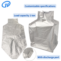 Sac vrac FIBC antistatique et résistant à l'humidité de 1 tonne avec doublure en feuille d'aluminium, conducteur, thermoscellable, imprimé sur mesure, avec bec de décharge pour produits chimiques