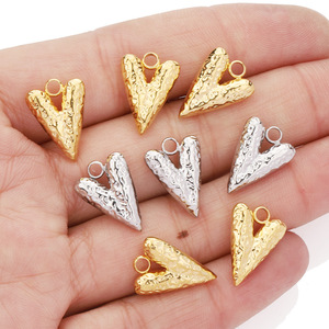 Stainless Steel Hammered Heart Pendant Gold <b>Silver</b> Jewelry Finding For <b>Earrings</b> Sweater <b>Chain</b> Decorative Charm H1442 - Product Image 3