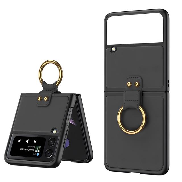 Hot Selling Phone Case for Samsung Galaxy Z Flip 4 New Models with PU Leather Material and Metal Ring Folding Phone Cover