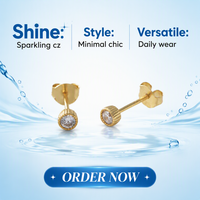 Boucles d'oreilles tendance en argent sterling S925, géométriques, délicates et chics, plaquées or, pour femmes, avec zircon solitaire rond