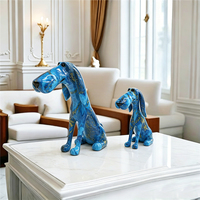Figurine créative de teckel à grande bouche colorée en résine pour la décoration intérieure et les cadeaux, idéale pour la peinture par transfert d'eau.