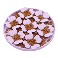 Gamelle d'alimentation lente en silicone à motif floral, avec base à ventouse, antidérapante, étanche, de qualité alimentaire, portable et moderne pour animaux de compagnie