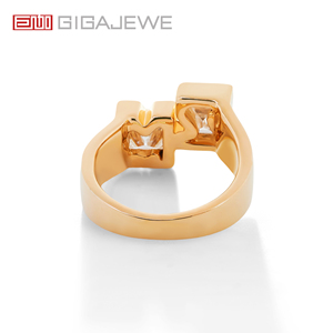 Anillo de Moissanita Personalizado con Doble Inicial |   Anillo con Letra Personalizada de 2 Quilates en Plata de Ley |   Joyería con Nombre para Regalo - Product Image 4