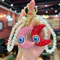 En gros, Porte-clés et Pendentif de Voiture en Strass Scintillants, Motifs Croissant et Œil de Fatma, Décoration Créative pour Sac à Main Femme, Cadeau