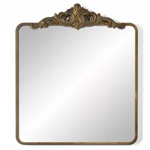 Rechteck weißer Rahmen Holz spiegel Holz hängenden Wand spiegel mit Logo