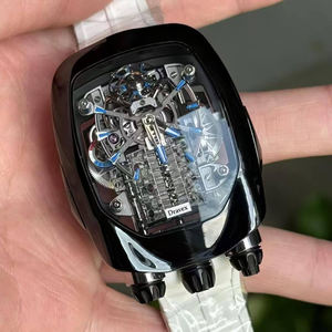 ساعة يد رجالية ميكانيكية أوتوماتيكية من جاكوب-كوس الأكثر مبيعًا، بتصميم مجوف مضيء ولامع مع حزام مطاطي أبيض، مناسبة للأعمال والرياضة - Product Image 2