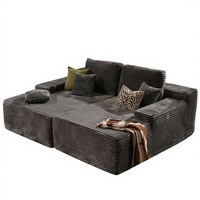 Canapé modulaire à compression en velours côtelé à grandes rayures, avec rembourrage en mousse sans armature, double fauteuil inclinable deux places, moderne