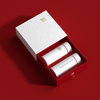 Boîte cadeau rigide personnalisée blanche et rouge avec couvercle gaufré, emballage haut de gamme pour thé, cosmétiques et coffrets cadeaux de luxe