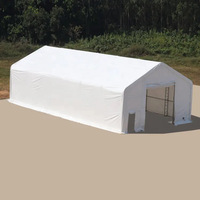 Abri de stockage extérieur simple en métal et PVC 40' x 60' à double treillis, structure en acier, résistant aux vents forts et aux fortes tempêtes de neige toute saison