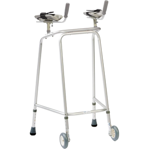 Deambulatore Medico a 4 Gambe in Alluminio Anodizzato Regolabile in Altezza Certificato CE con Piattaforma per Avambracci e Braccioli Imbottiti Confortevoli, Portata 136 kg - Product Image 1