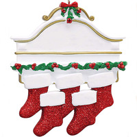 Ornement de Noël personnalisé pour cheminée en résine, décoration de chaussettes de Noël suspendues avec nom, décoration de sapin de Noël pour les fêtes