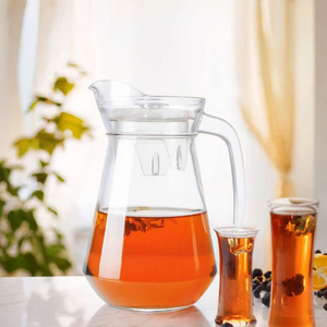 Carafe en verre de 1,3 L avec couvercle et poignée en verre, design classique pour thé glacé, eau froide, jus, usage domestique - Product Image 2