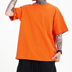 Camiseta Oversize de Manga Corta con Cuello Redondo y Hombros Caídos en Color Naranja al por Mayor - Product Image 1