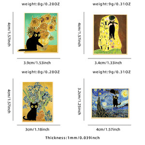 Fabrikgefertigte Emaille-Anstecknadeln: Katze, Sonnenblume, Klimt Der Kuss, Sternennacht-Katze - Product Image 2