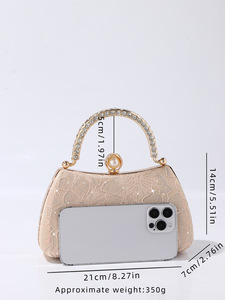 2026 New Arrival Luxury Women's Hard Polyester <b>Sequin</b> Classic Evening <b>Bag</b> Phone/ID Compartment Fashionable Golden Chain Magnetic - Product Image 5