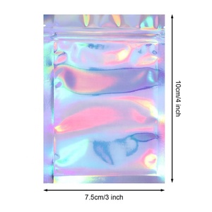 Bolsa de dulces reutilizable con logotipo personalizado, embalaje con cierre de cremallera, bolsas holográficas de Mylar para alimentos, muestras gratuitas de plástico impresas - Product Image 1