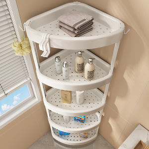 Triangular Bathroom Storage Rack 4 Layers Freestanding <b>Corner</b> <b>Shelf</b> For Toilet Washbasin Organizing Miscellaneous Items - Product Image 1