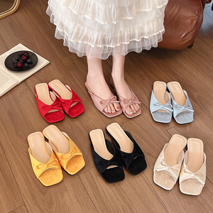 Sandales plates à nœud pour femme, élégantes et polyvalentes, chaussures décontractées d'été pour l'extérieur - Product Image 3