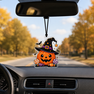 Cartoon Halloween <b>Acrylic</b> Car Hanging Decor Ghost Witch Pumpkin Moon Star Pattern Holiday Automobile Rearview <b>Mirror</b> Accessory - Product Image 6