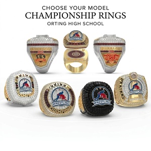 Conception gratuite, bagues de championnat de lutte à double doigt pas chères pour les finalistes, personnalisables avec diamants complets - Product Image 2