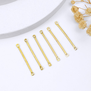 Tige de connexion à double trou plaquée or 18 carats, accessoires DIY électroplaqués or 14 carats pour boucles d'oreilles, bracelets et colliers B39 - Product Image 3