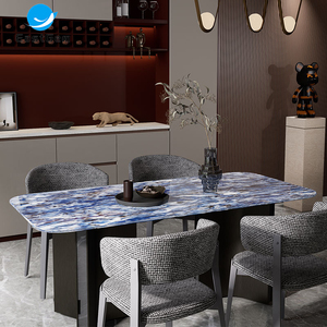 שולחן אוכל מודרני מאבן קוורץ, שולחן אוכל ל-6 סועדים, ריהוט מסעדות, סט שולחן וכיסאות אוכל - Product Image 1