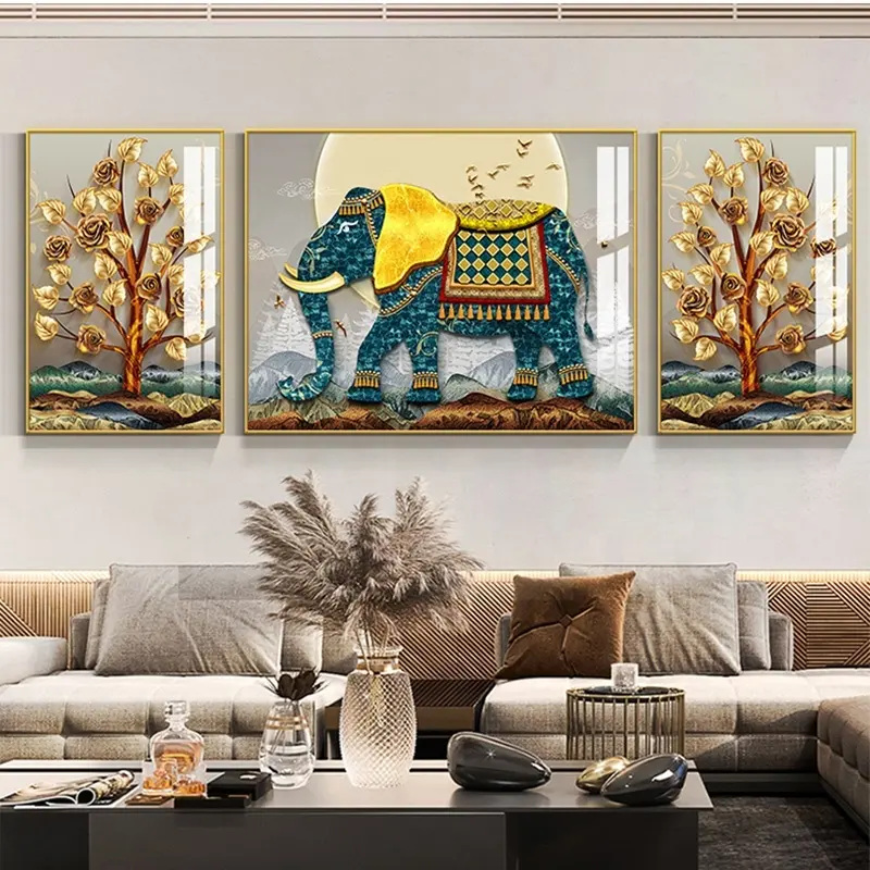 Роскошные скандинавские хрустальные фарфоровые картины для гостиной, вход, животные, слон, украшение на стену, украшение для дома, настенное искусство