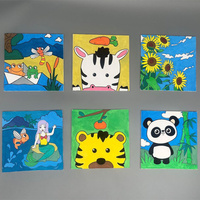 Kit de peinture sur toile de vente chaude 20*20cm pour enfants, panneau de toile pré-imprimé avec peinture acrylique, pinceau, chevalet