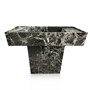 <span class=keywords><strong>Lavabo</strong></span> de Pedestal Rectangular de Mármol <span class=keywords><strong>Verde</strong></span> Alpi Acanalado, Personalizable, para Baños de Hoteles y Hogares - Product Image 1
