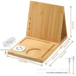 Support de livre en bois pour bureau avec plateau à café et support pour téléphone, support de lecture en bois massif pour le bureau, l'étude et la maison - Product Image 3