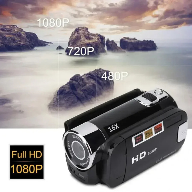 Compact DV Camera Beginner's Manual Handheld Filming 1080P HD Auto Focus CMOS Sensor 16MP >7x Optical Zoom 2-3" Screen SD Card