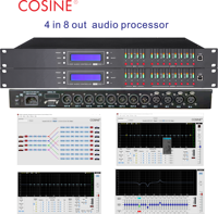Processeur audio numérique DSP 4 entrées 8 sorties pour système de sonorisation, équipement de sonorisation de scène