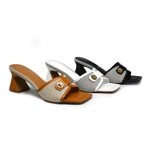Talon femme 2023 summer square toe heel shoes, fashion chunky heel sandals chaussures talon pour femme